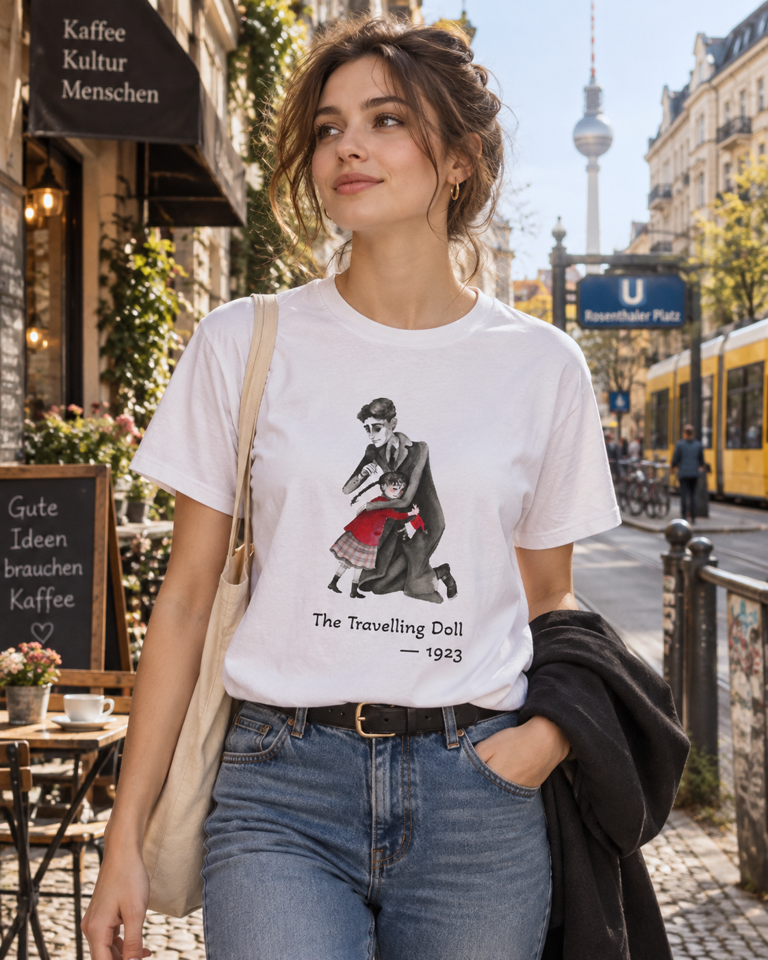 Kafka and the Travelling Doll literary T-shirt artwork by SepiaLore