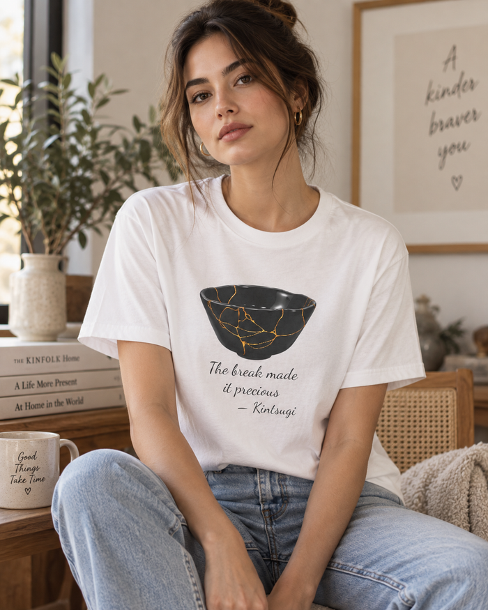 Kintsugi The Break Made It Precious T-shirt artwork by SepiaLore