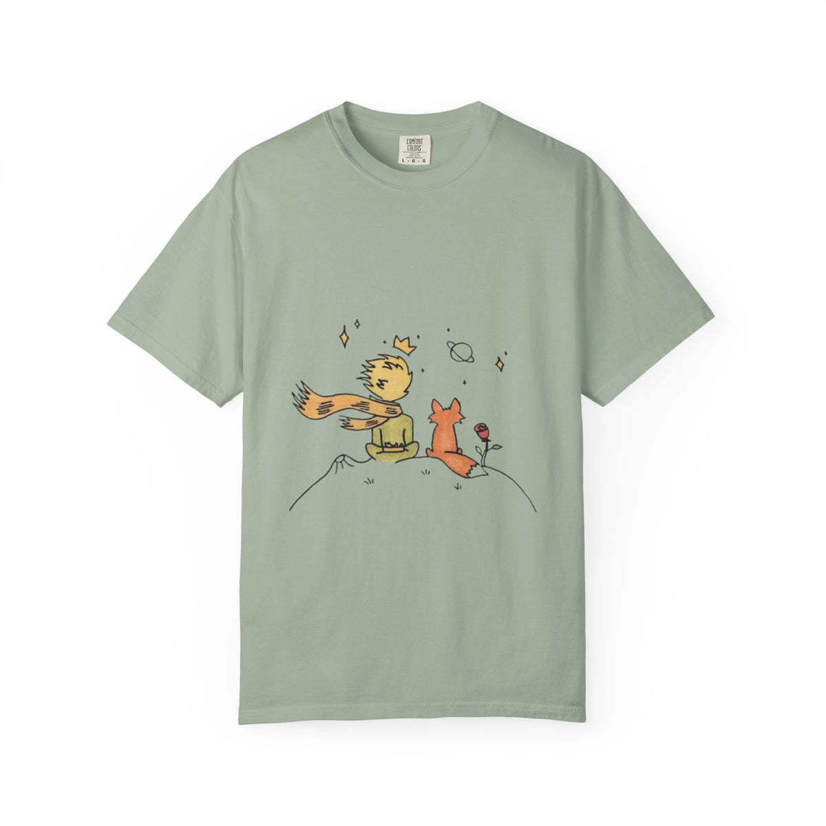 The Little Prince and the Fox T-shirt in Bay, garment-dyed unisex tee