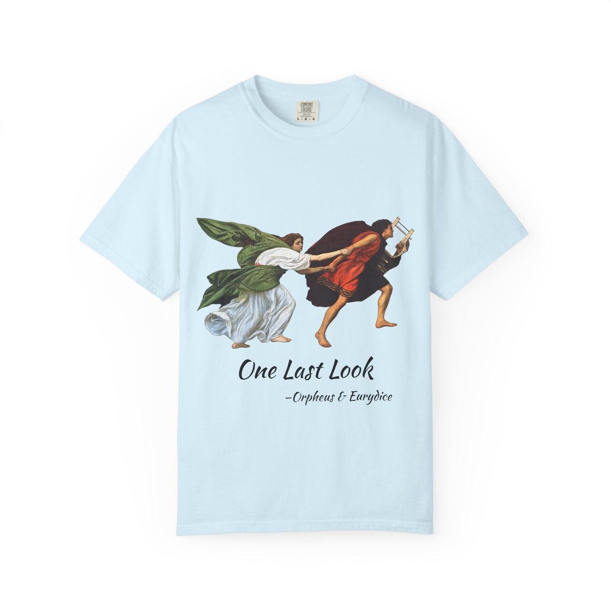 Orpheus and Eurydice 'One Last Look' mythology T-shirt in Chambray, garment-dyed unisex tee
