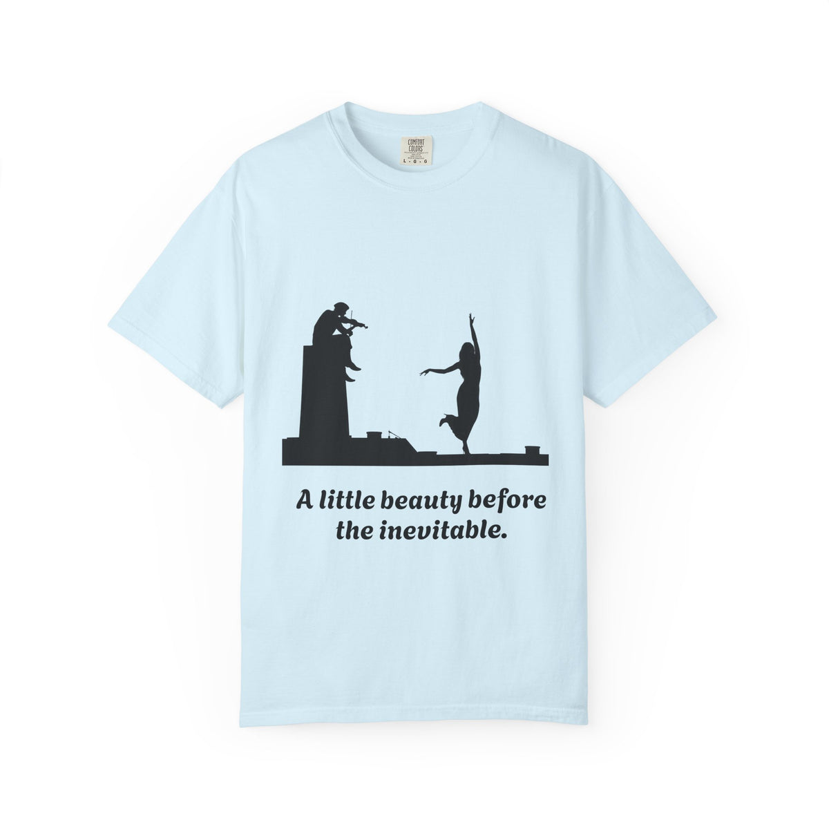 Vintage violin 'A Little Beauty Before the Inevitable' T-shirt in Chambray, garment-dyed unisex tee