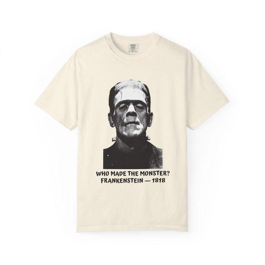 Frankenstein 'Who Made the Monster?' T-shirt in Ivory, garment-dyed unisex tee