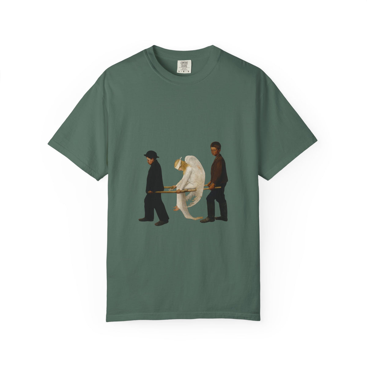 The Wounded Angel Hugo Simberg T-shirt in Blue Spruce, garment-dyed unisex tee