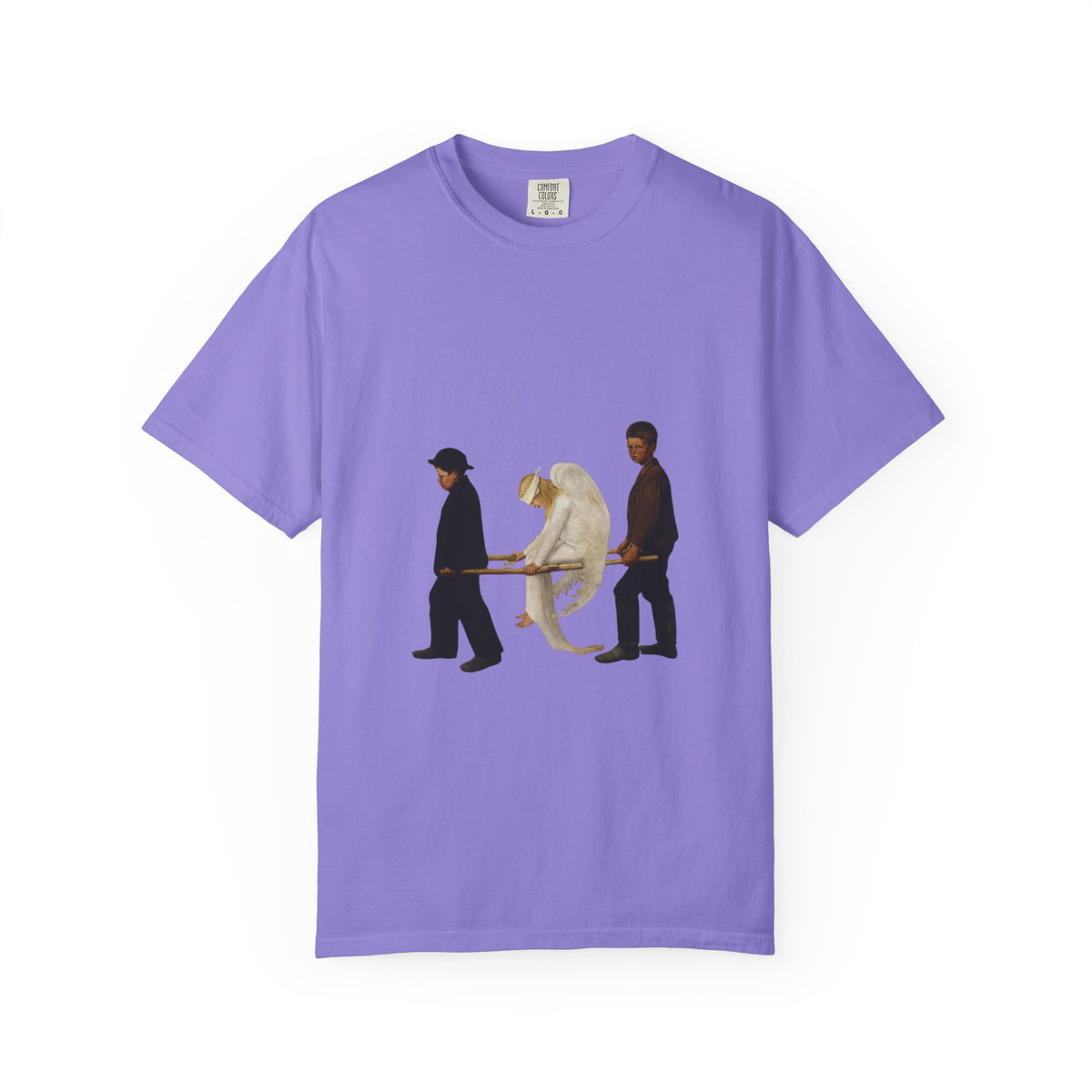 The Wounded Angel Hugo Simberg T-shirt in Violet, garment-dyed unisex tee