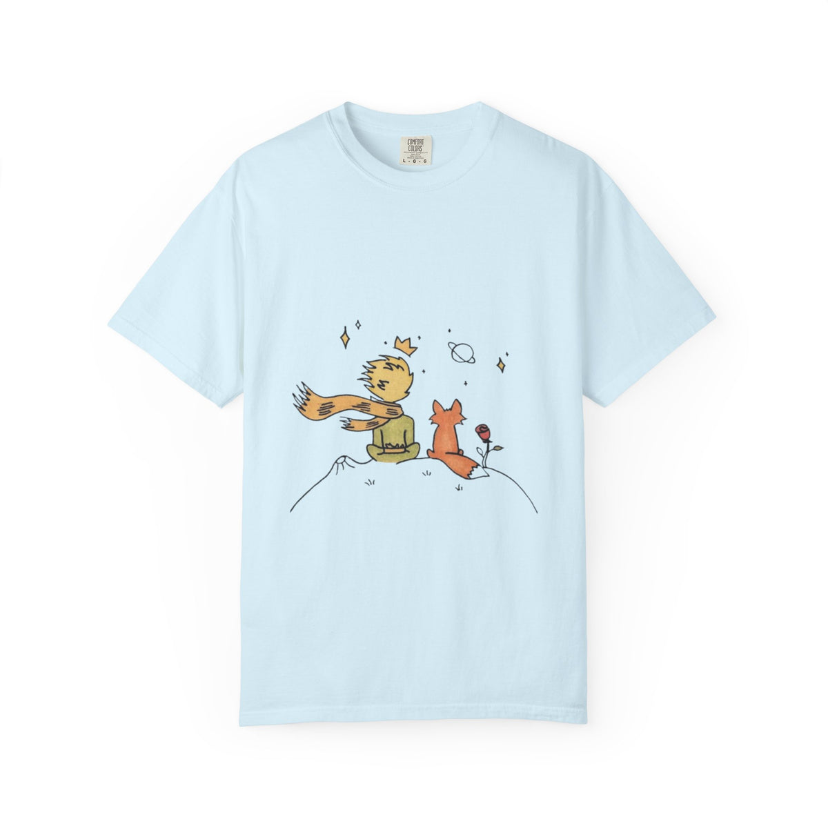 The Little Prince and the Fox T-shirt in Chambray, garment-dyed unisex tee