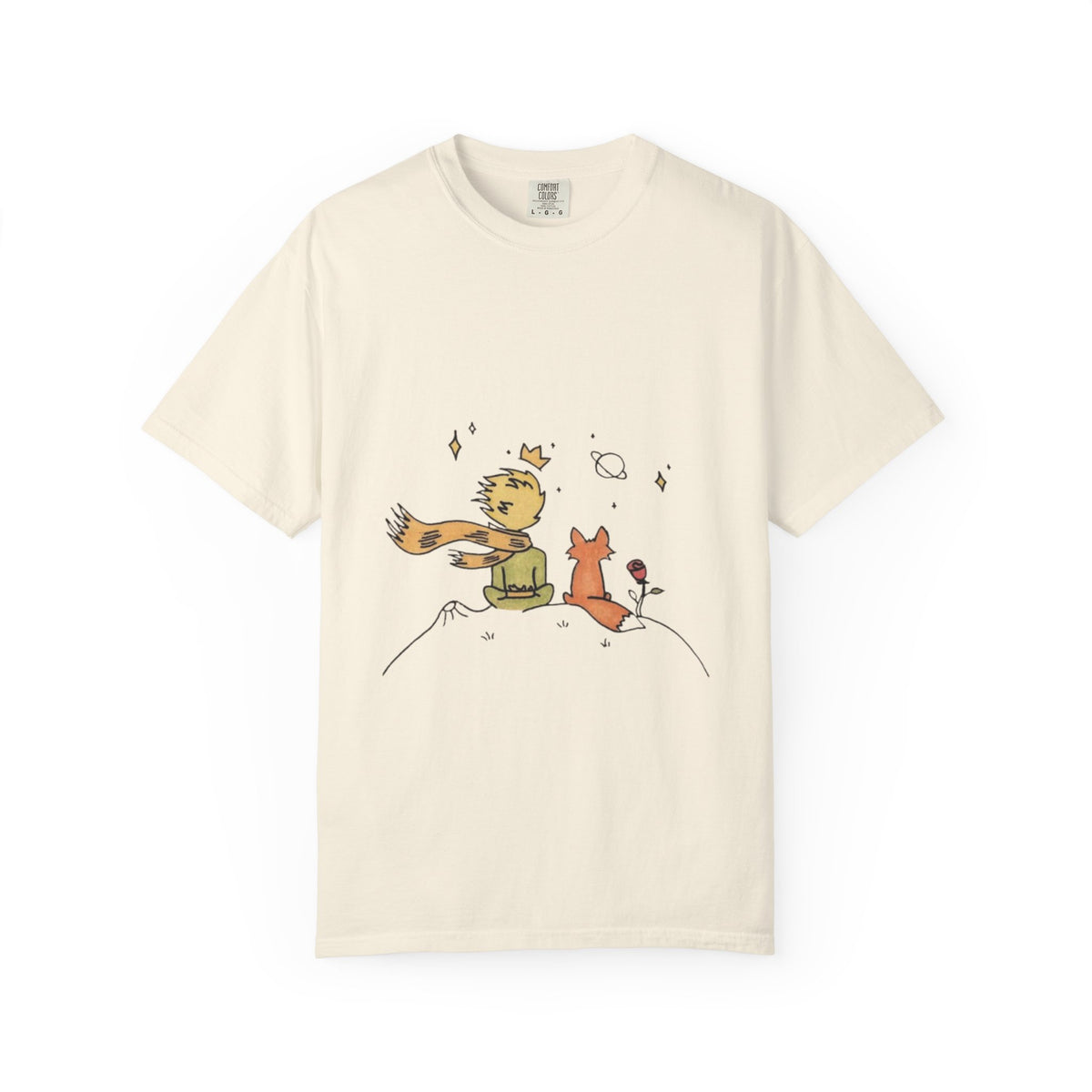 The Little Prince and the Fox T-shirt in Ivory, garment-dyed unisex tee