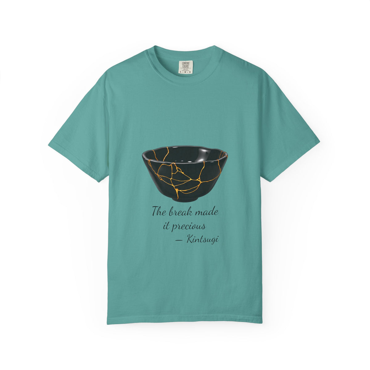 Kintsugi 'The break made it precious' T-shirt in Seafoam, garment-dyed unisex tee