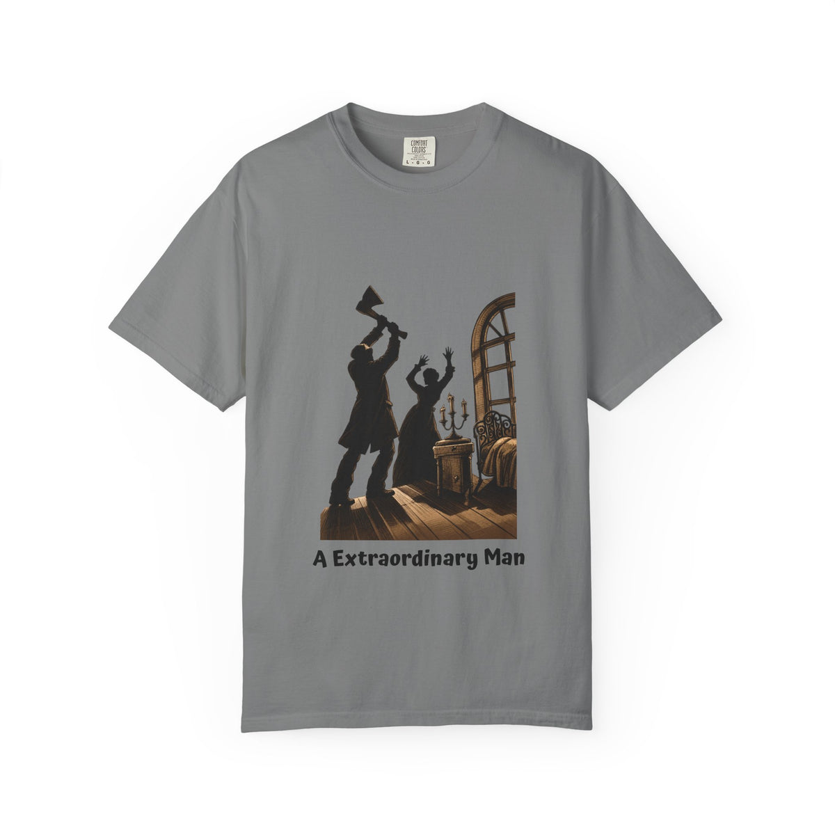 Crime and Punishment 'An Extraordinary Man' T-shirt in Grey, garment-dyed unisex tee