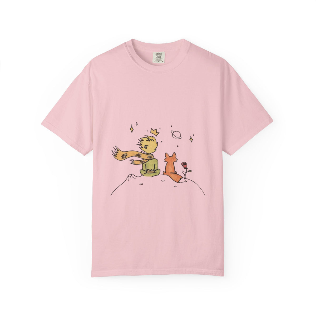 The Little Prince and the Fox T-shirt in Blossom, garment-dyed unisex tee