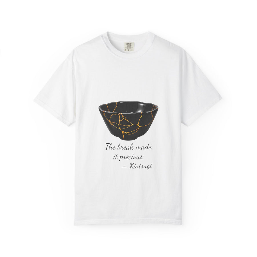 Kintsugi 'The break made it precious' T-shirt in White, garment-dyed unisex tee