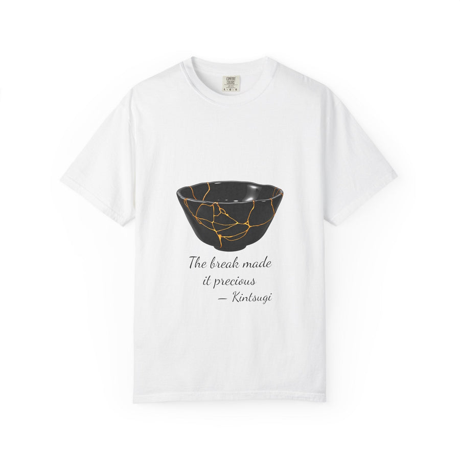 Kintsugi 'The break made it precious' T-shirt in White, garment-dyed unisex tee