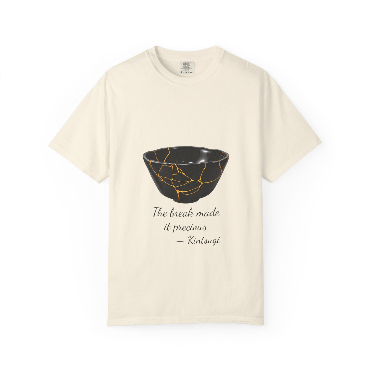 Kintsugi 'The break made it precious' T-shirt in Ivory, garment-dyed unisex tee