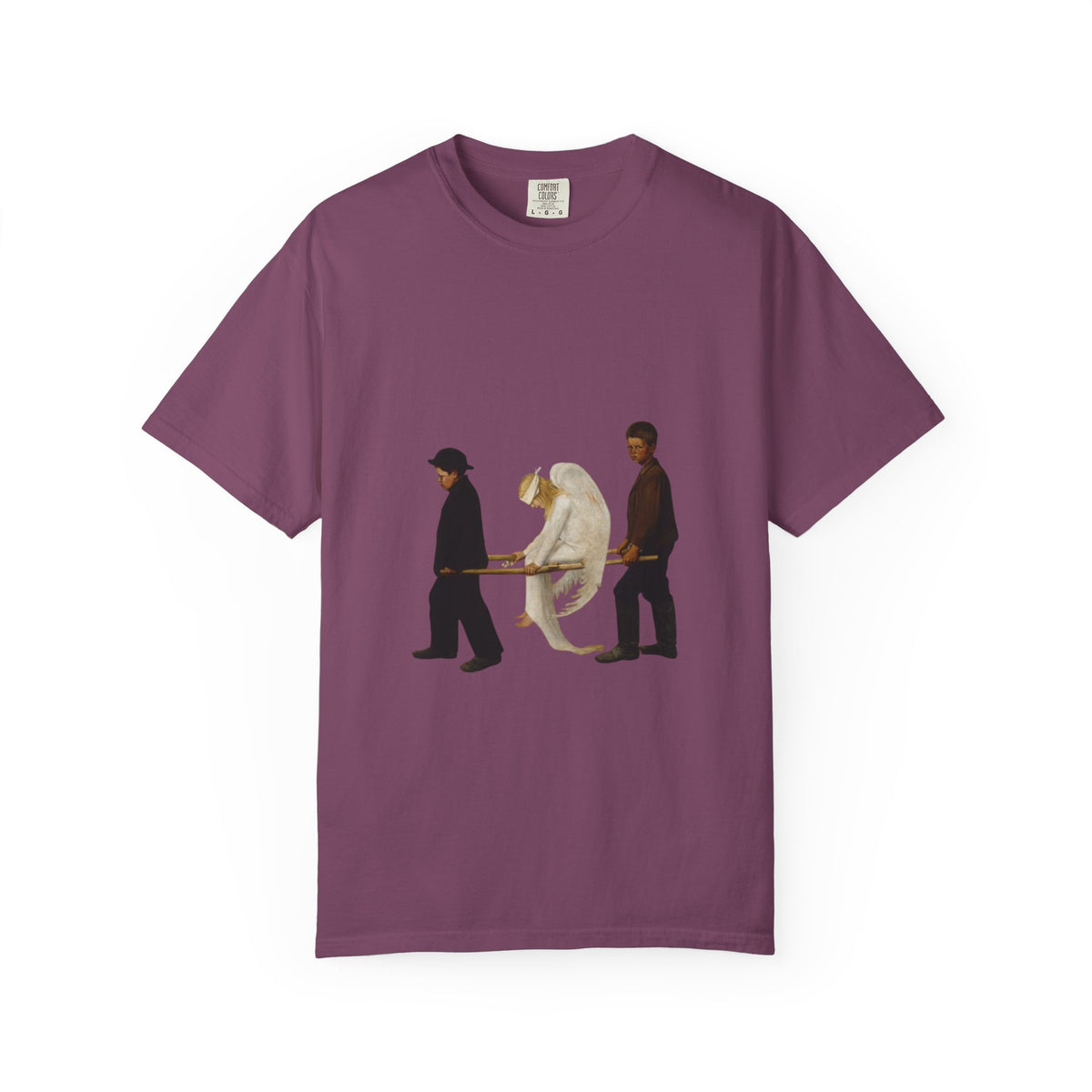 The Wounded Angel Hugo Simberg T-shirt in Berry, garment-dyed unisex tee