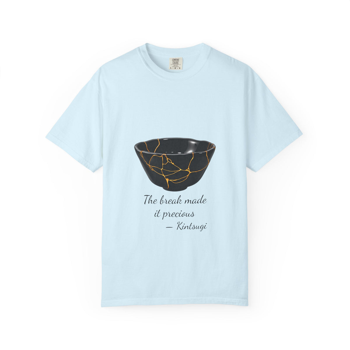 Kintsugi 'The break made it precious' T-shirt in Chambray, garment-dyed unisex tee