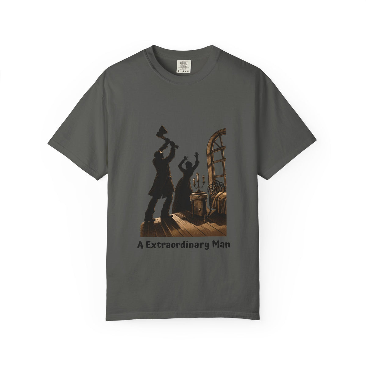 Crime and Punishment 'An Extraordinary Man' T-shirt in Pepper, garment-dyed unisex tee