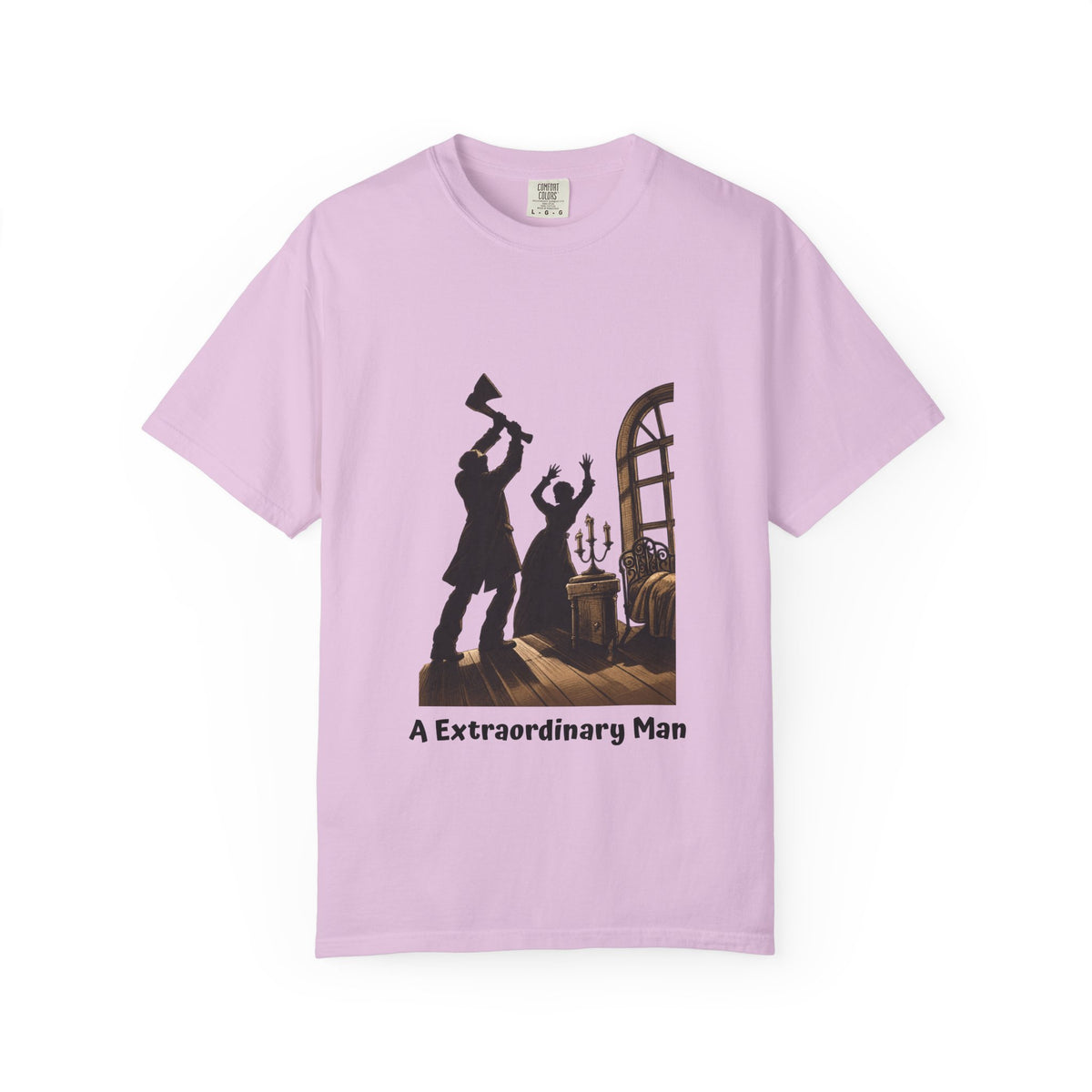 Crime and Punishment 'An Extraordinary Man' T-shirt in Orchid, garment-dyed unisex tee