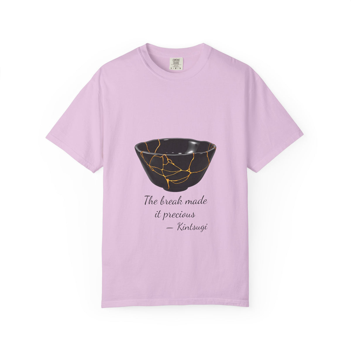 Kintsugi 'The break made it precious' T-shirt in Orchid, garment-dyed unisex tee