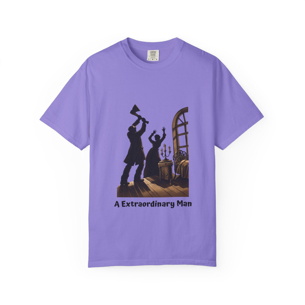 Crime and Punishment 'An Extraordinary Man' T-shirt in Violet, garment-dyed unisex tee