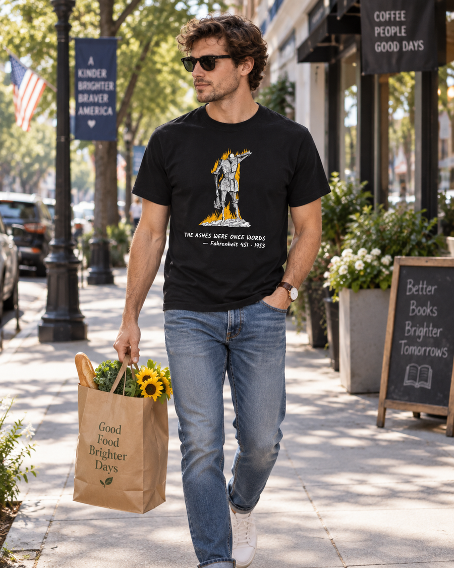 Fahrenheit 451 Literary T-Shirt | Ashes Were Once Words
